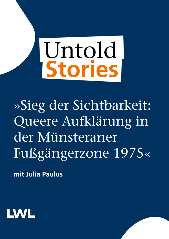 Titelseite blau: "Sieg der Sichtbarkeit: Queere Aufklärung in der Münsteraner Fußgängerzone 1975" mit Julia Paulus