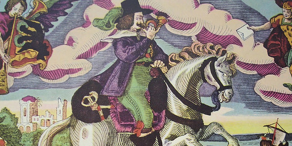 Der Friedensreiter von Münster, ein Postreiter überbringt die Nachricht vom Westfälischen Frieden 1648. Exponat im Deutschen Museum Verkehrszentrum