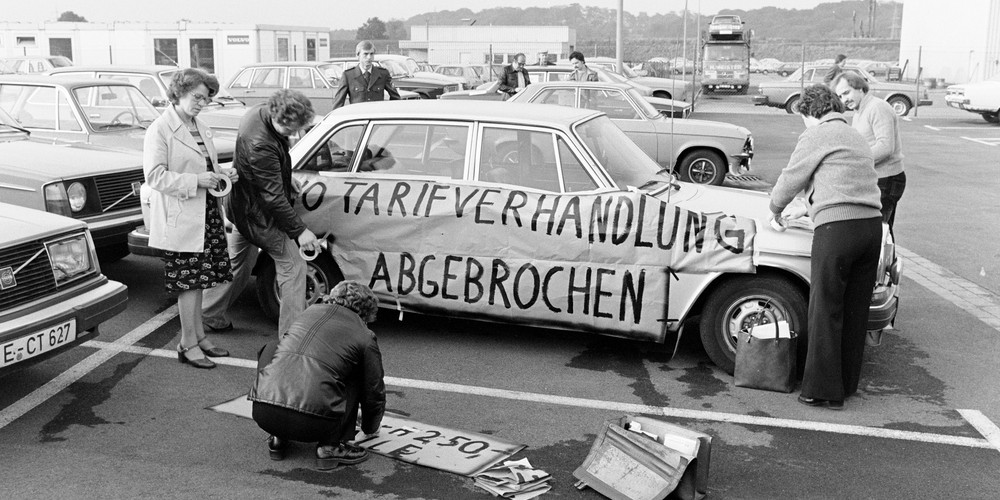 250 Mark mehr für jeden!": Streikende Belegschaft des Autobauers VOLVO in Castrop-Rauxel, Oktober 1978, © LWL-Medienzentrum für Westfalen