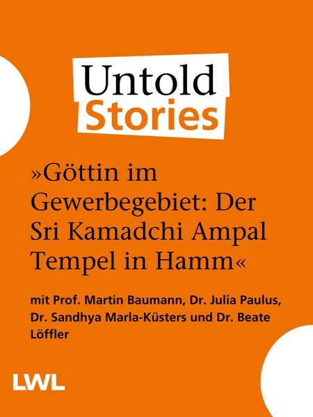 Titelseite orange:  "Die Göttin im Gewerbegebiet" mit Prof. Martin Baumann, Dr. Julia Paulus, Dr. Sandhya Marla-Küsters und  Dr. Beate Löffler