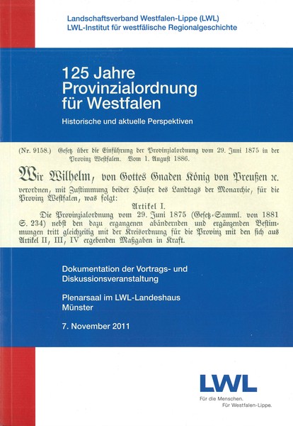 Cover des Buches 125 Jahre Provinzialordnung für Westfalen.